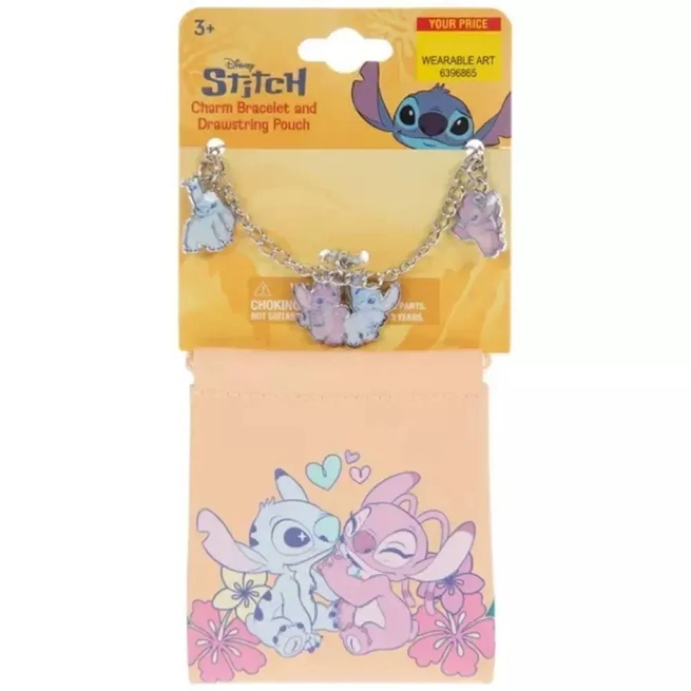 New Stitch & Angel Charm Bracelet & Pouch